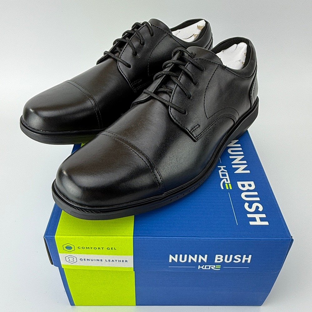 Nunn Bush Kore Pro CT OX Leather Cap Toe Oxford Shoes Mens 8.5 M Black NIB